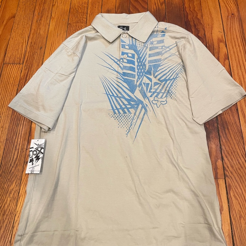 Fox Y2K print collard t-shirt